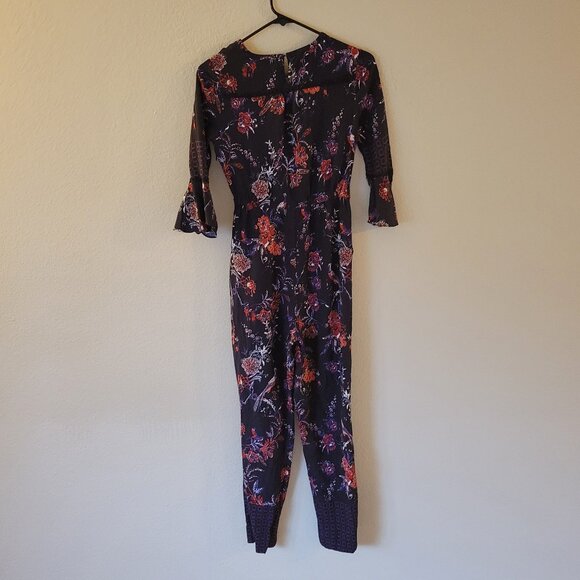 Anthropologie Maeve Espoir Floral Bird Print Boho Jumpsuit Size 2 EUC - Picture 9 of 12